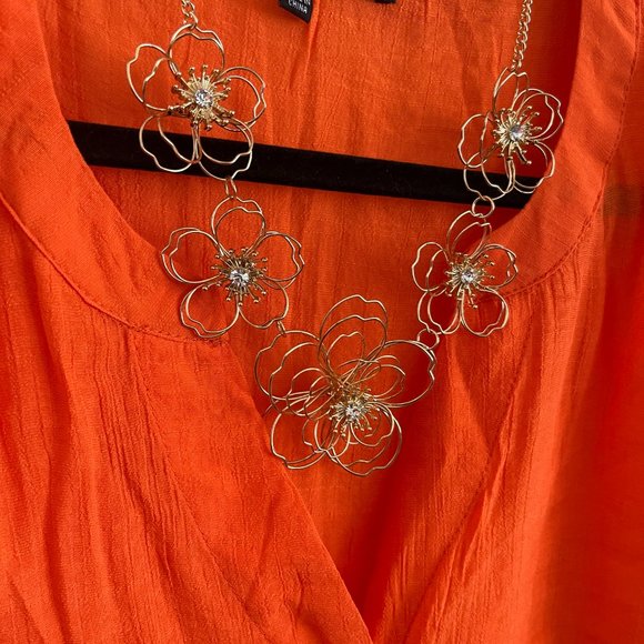 Bold and Bright: Short-Sleeved Orange Blouse - Picture 3 of 3